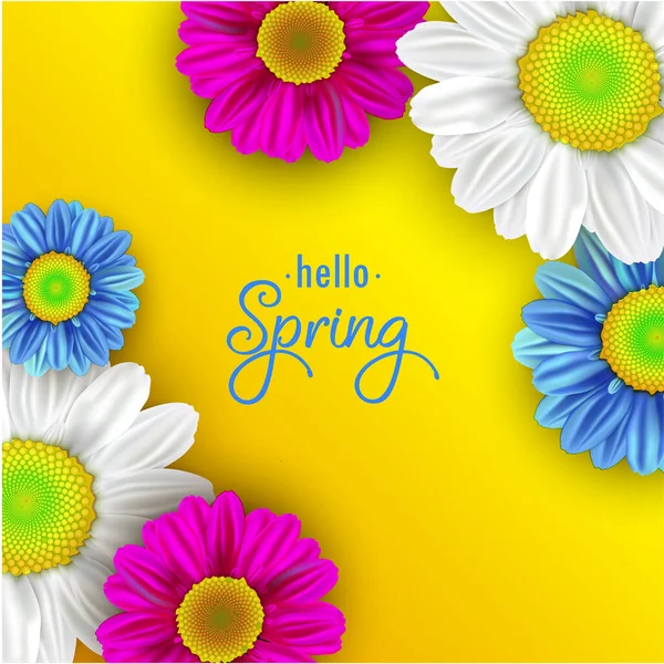 Bunte Frühlingshintergrund Mit Schönen Blumen Vektorillustration — Stockvektor