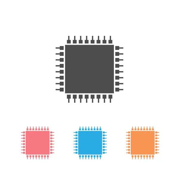 Computer Chip Icona Set Vettoriale Illustrazione — Vettoriale Stock