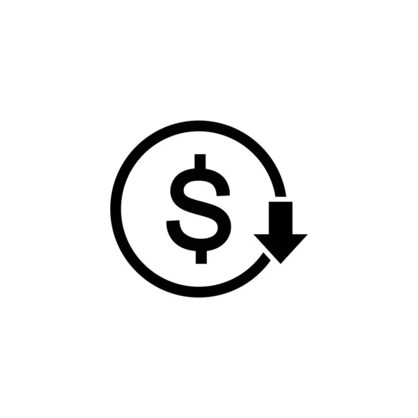 Значок Снижения Затрат Вектор Доллар Даун — стоковый вектор