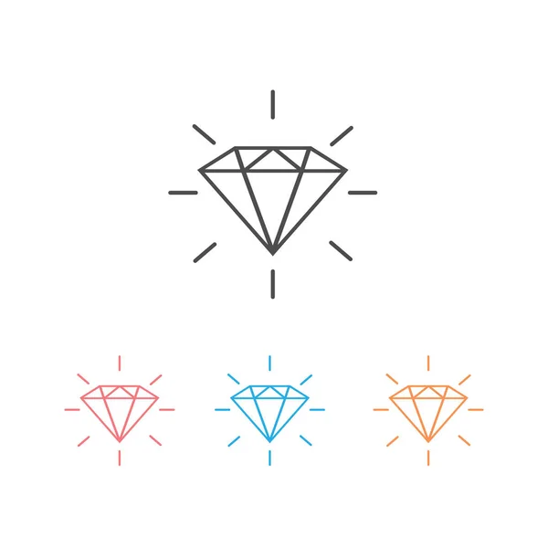 Conjunto Ícones Linha Diamante Símbolo Pedra Preciosa Vetor — Vetor de Stock