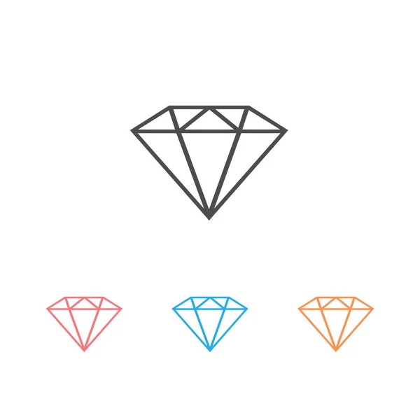 Conjunto Ícones Linha Diamante Símbolo Pedra Preciosa Vetor — Vetor de Stock