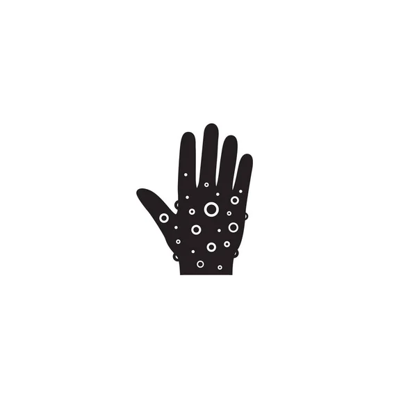 湿疹手の皮膚のアイコン モバイルコンセプトとウェブデザインのためのリニアスタイルのサイン ラッシュハンド アレルギー反応アウトラインベクトルアイコン シンボル ロゴイラスト ピクセル完璧なベクトルグラフィックス — ストックベクタ