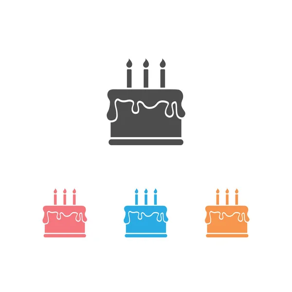 Joyeux Anniversaire Gâteau Icône Set Vecteur — Image vectorielle