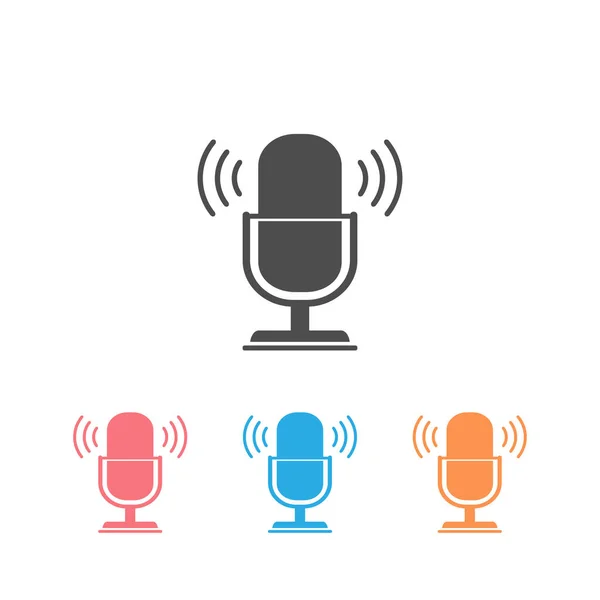 Icono Radio Podcast Establecer Ilustración Micrófono Mesa Estudio Con Podcast — Archivo Imágenes Vectoriales