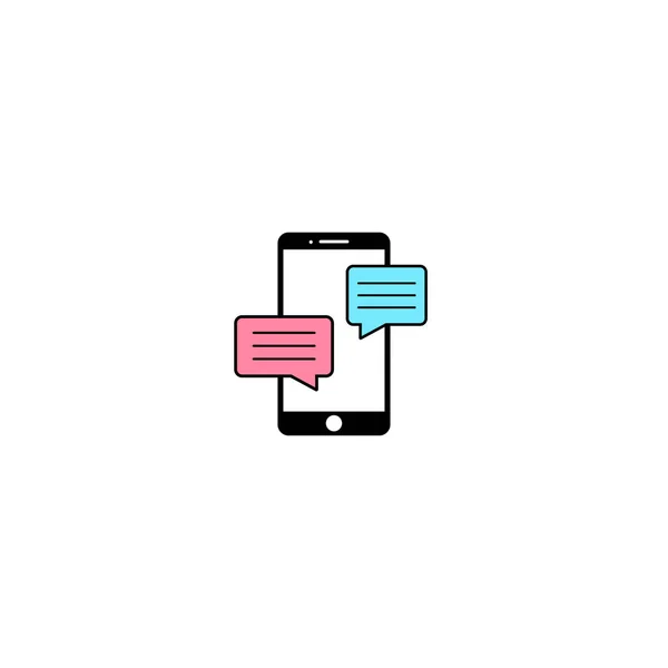 フラットスタイルで携帯電話のチャット記号アイコン メッセージ通知白の隔離された背景 スマートフォンのテキストビジネス ベクターイラスト — ストックベクタ