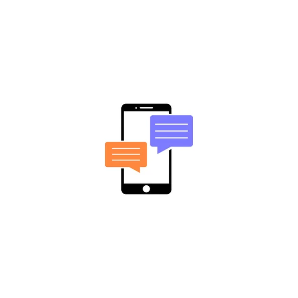 フラットスタイルで携帯電話のチャット記号アイコン メッセージ通知白の隔離された背景 スマートフォンのテキストビジネス ベクトル — ストックベクタ