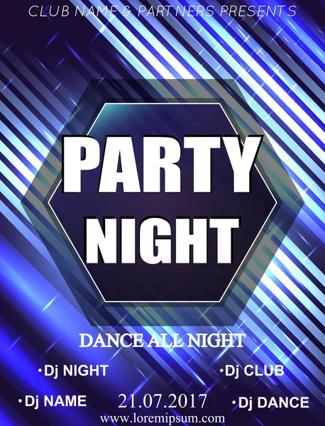 Night Dance Party Poster Hintergrundvorlage Festival Vector Attrappe Plakatgestaltung Hintergrund — Stockvektor