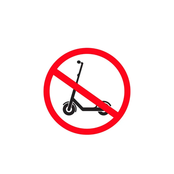 Ingen Scooter Förbud Tecken Elektrisk Scooter Ikon Vektor Illustration Isolerad — Stock vektor