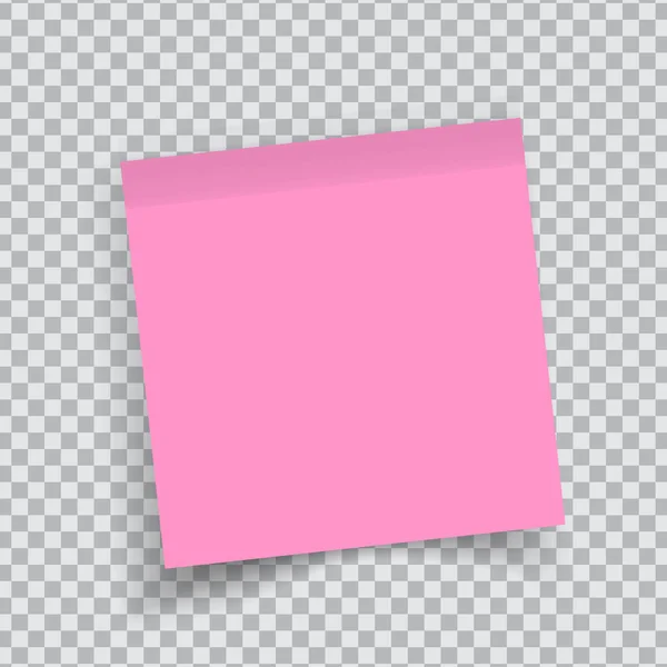 Roze Stickerpapier Notitie Papier Met Gekrulde Hoek Vector Geïsoleerd Transparante — Stockvector