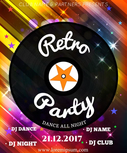 Retro Party Poster Arkaplan Şablonu Festival Vektörü Modeli Poster Tasarımı — Stok Vektör