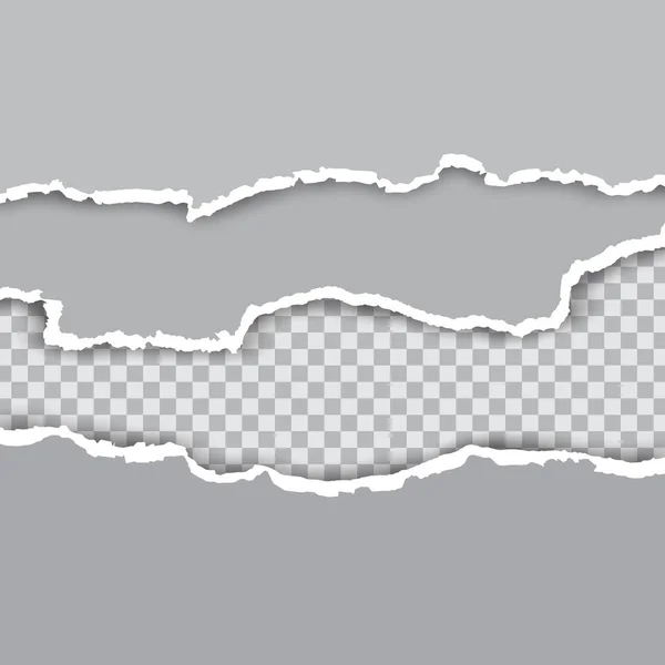 白色矢量背景下文本或消息的平方撕破的水平纸带 — 图库矢量图片