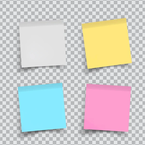 Набор Цветных Стикеров Бумаги Прозрачной Заметка Загнутым Углом Вектор Изолирован — стоковый вектор