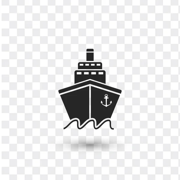 Ship Icon Flat Black Pictogram Transparent Background Vector Illustration Symbol — Stock Vector