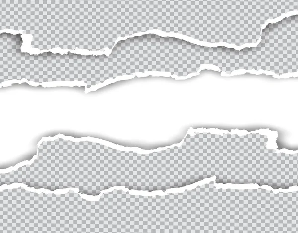 Beyaz vektör arkaplanı üzerinde metin veya mesaj için kare yırtılmış yatay kağıt şeritleri