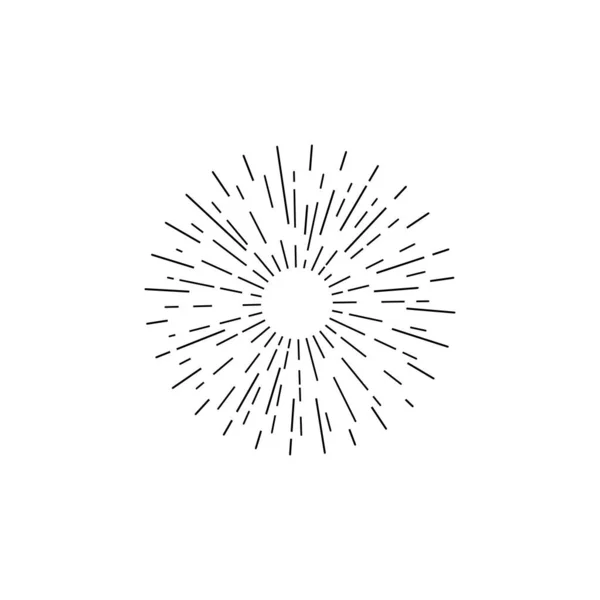 Sun Rays Hand Drawn Linear Drawing — Stock Vector