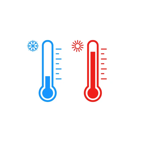 温度計のアイコンセット 暑いと寒い天気 ベクトル — ストックベクタ