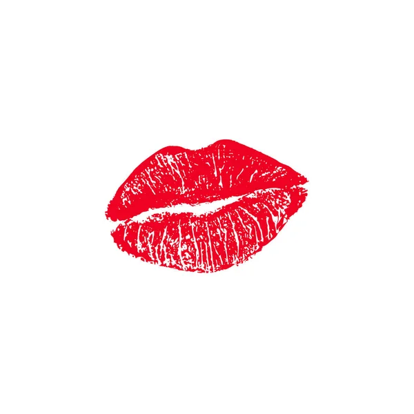 Vector Illustration Womans Girl Red Lipstick Kiss Mark Isolated White — Stock Vector