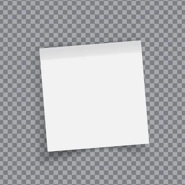 Papel Adhesivo Blanco Nota Papel Con Esquina Rizada Vector Aislado — Vector de stock