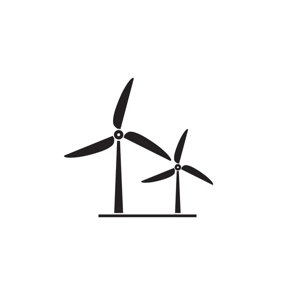 Wind Turbine Icoon Vlakke Ontwerp Stijl Windmolen Silhouet Vector Illustratie — Stockvector