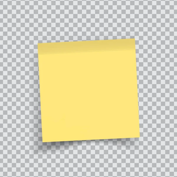 Gele Sticker Papier Notitie Papier Met Gekrulde Hoek Vector Geïsoleerd — Stockvector