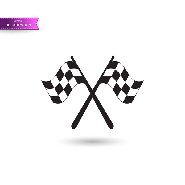 Two Crossed Racing Flags Isolated Vector Icon — Stock Vector