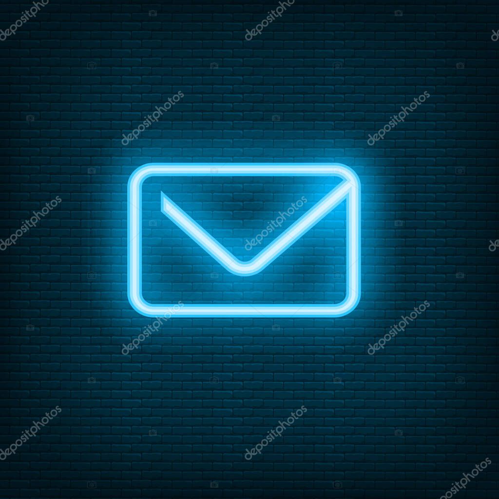 Chat Neon blue email envelope letter mail. Vector