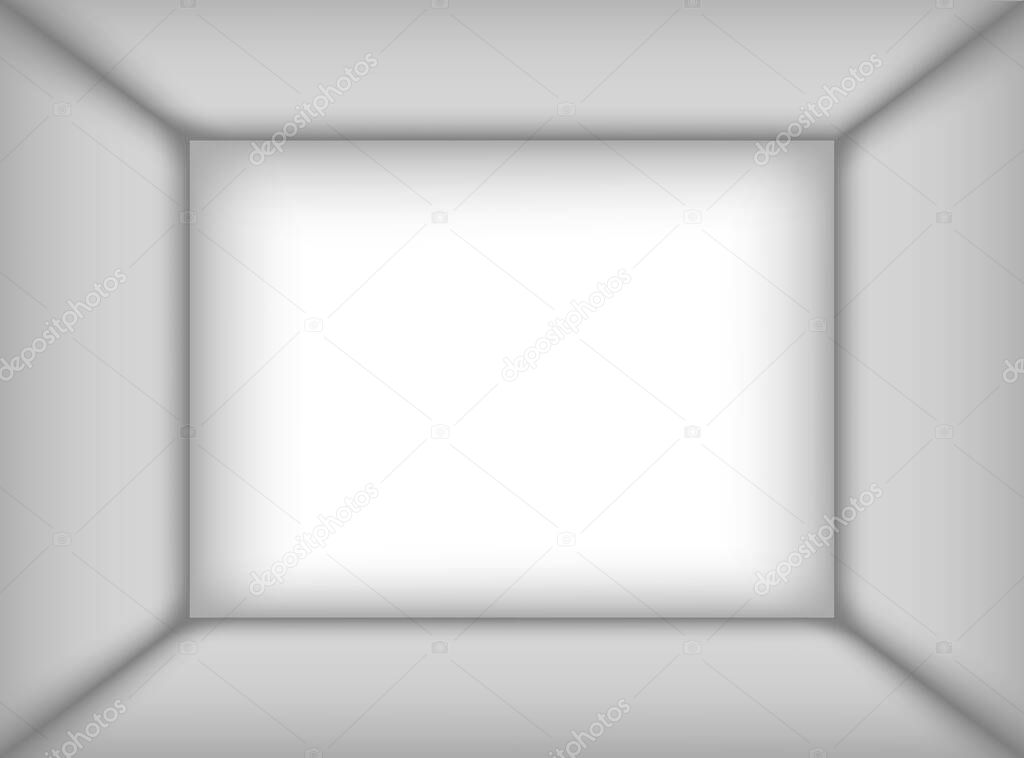 Empty white room. The inner space of the box. Mock up for you business project. Vector illustration