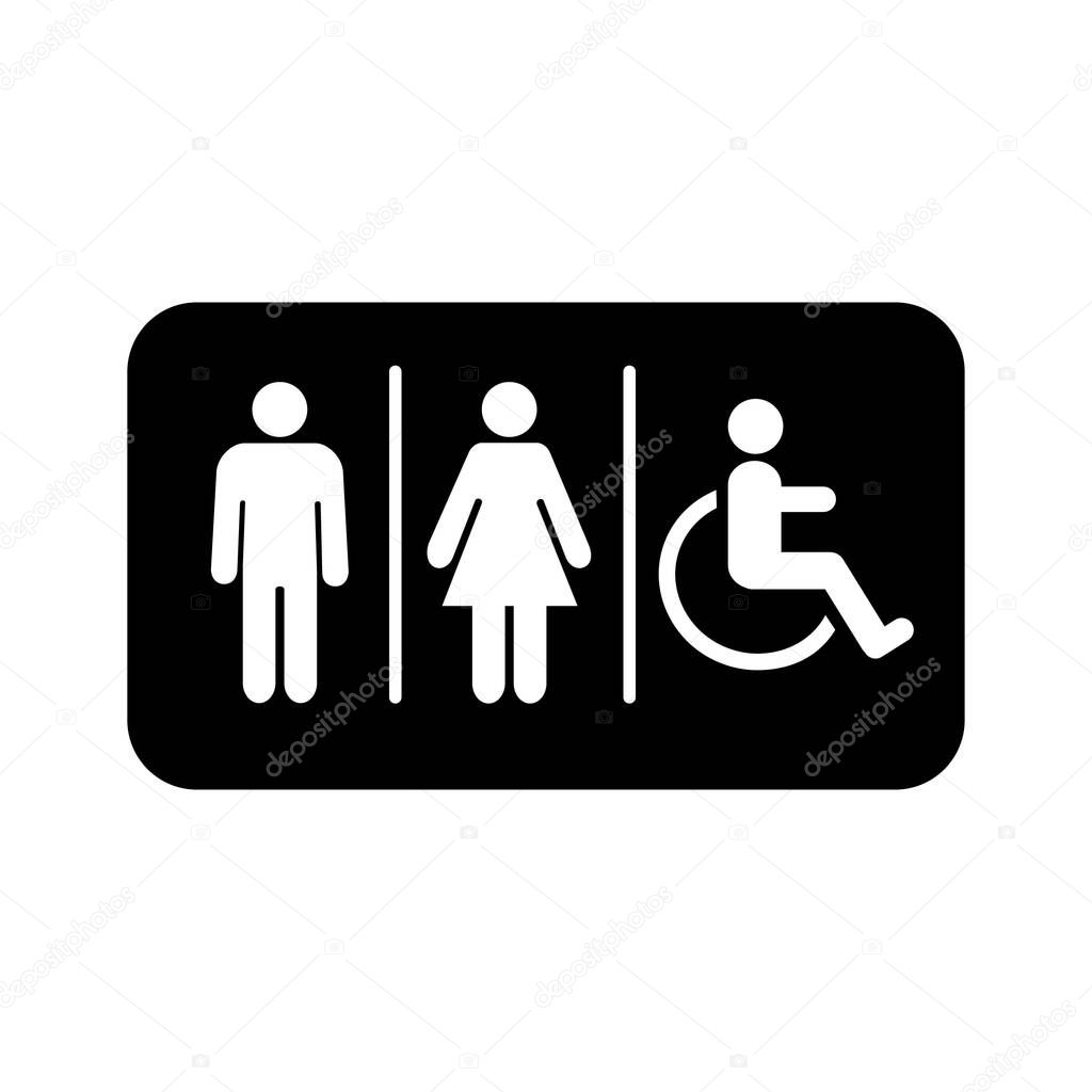 Lavatory Icon. Rest Room Signage. Toilet Symbol Vector Illustration Logo Template.