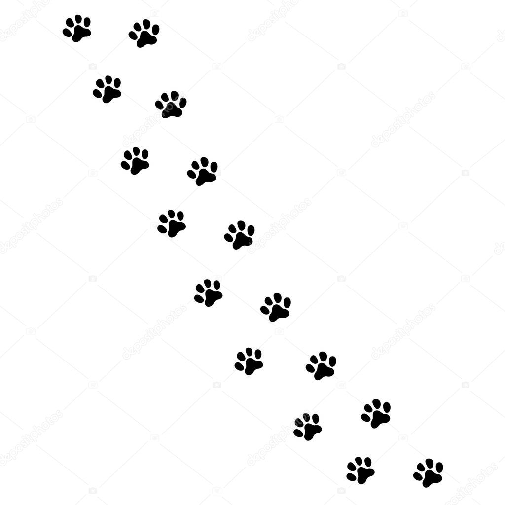 Paw prints icon in flat style. Footprints animals symbol for your web site design, logo, app, UI Vector illustration