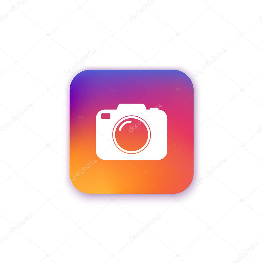 Photo camera button, icon, web, symbol, app, ui. Vector illustration