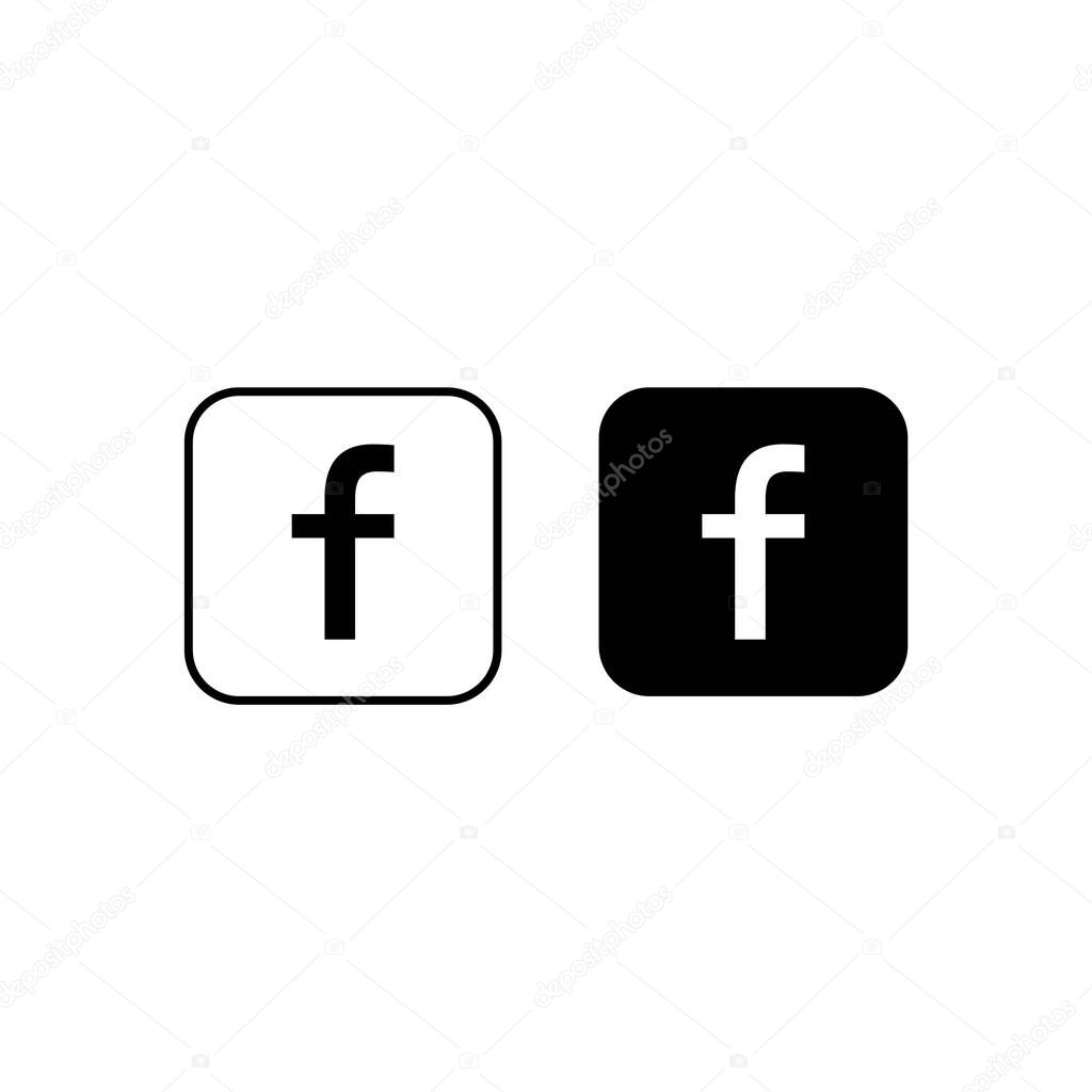 Set of letter f web icon. Social media icon. Vector