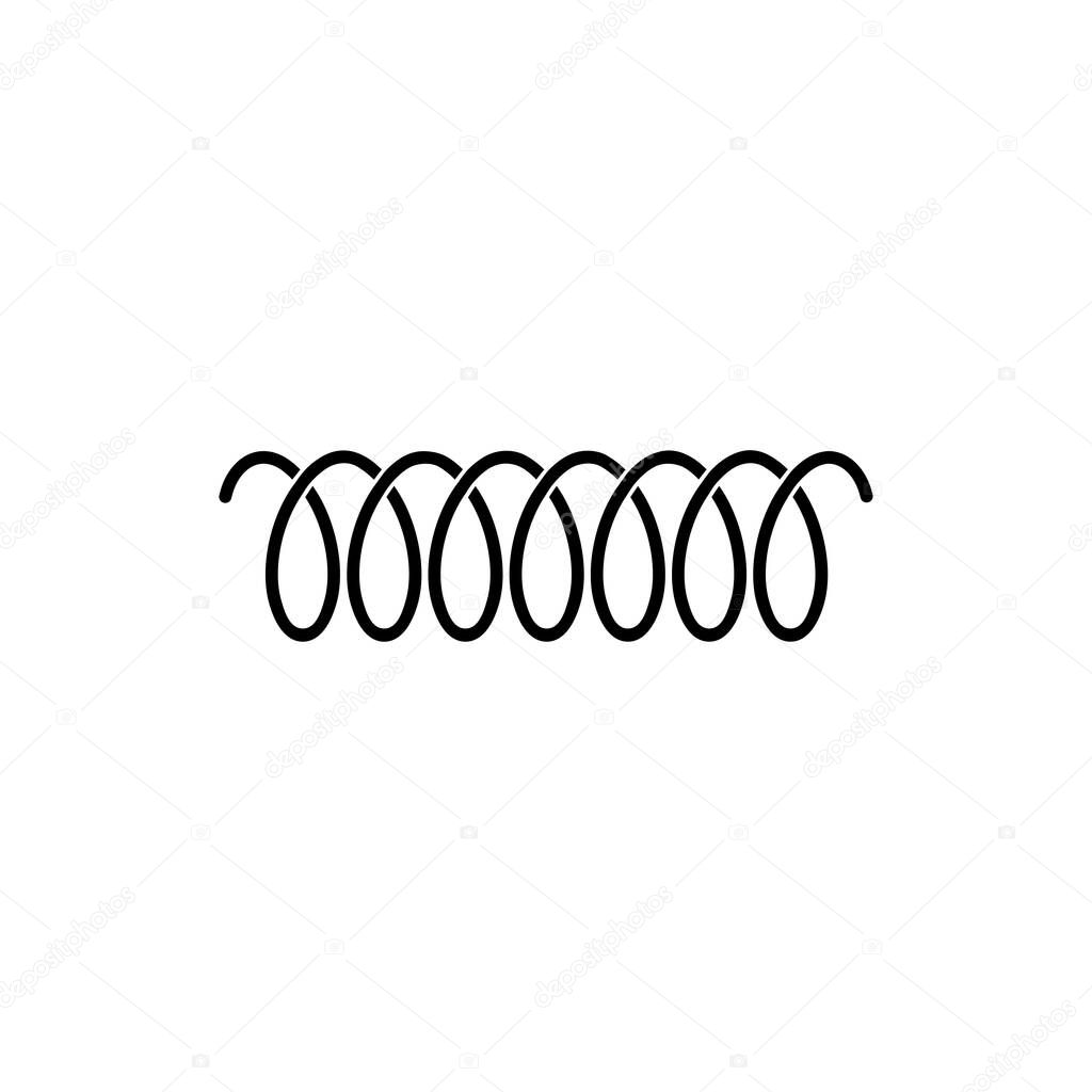 Spiral spring vector logo icon of swirl line or curved wire cord pattern