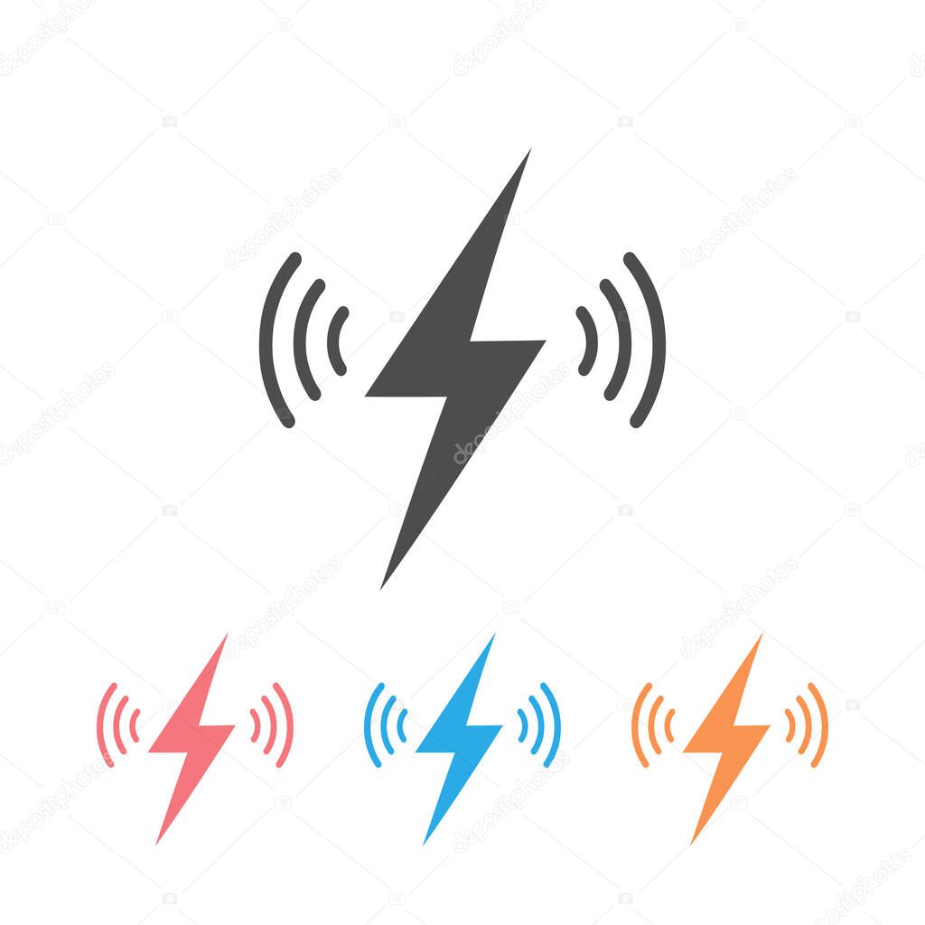 Wireless charging vector icon set isolated on white background