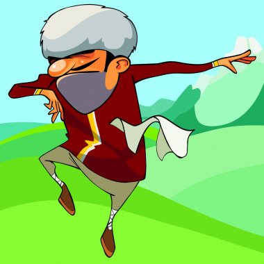 çizgi film beyaz adam açık havada dans