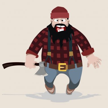 çığlık atan adam oduncu balta ile karikatür