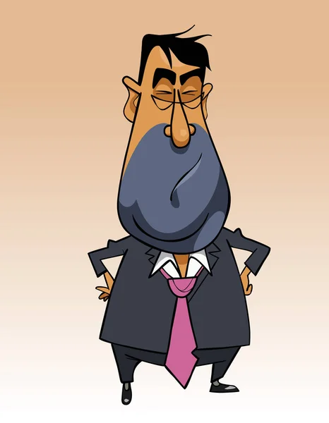 Cartoon missnöjda mannen i en kostym står med händerna på höfterna — Stock vektor