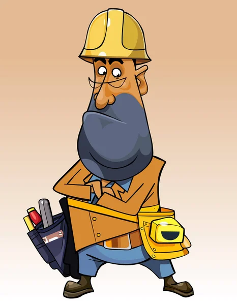 Cartoon-Mann mit Helm und Werkzeug — Stockvektor