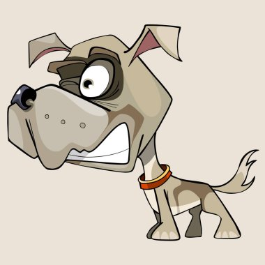 komik karikatür büyük bir kafa ile küçük köpek hırlıyor