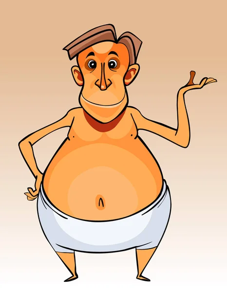 Personaje de dibujos animados de barriga grande hombre en pantalones cortos — Archivo Imágenes Vectoriales