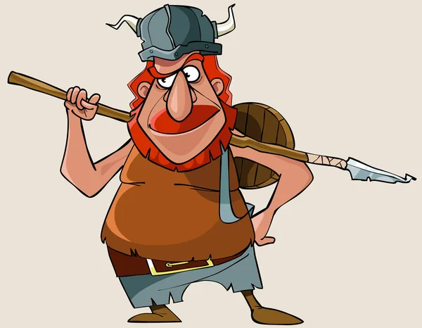 Dibujos animados vikingo hombre rojo con un arma — Archivo Imágenes Vectoriales