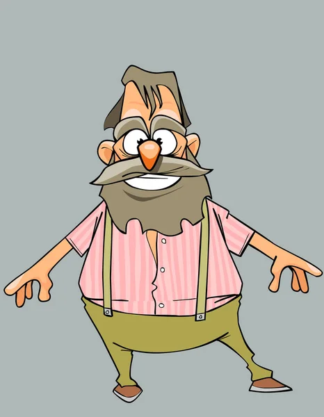 Dibujos animados abuelo alegre con barba y bigote — Archivo Imágenes Vectoriales
