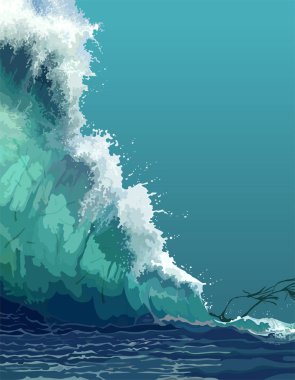 bir dev tsunami dalgasının boyalı zemin