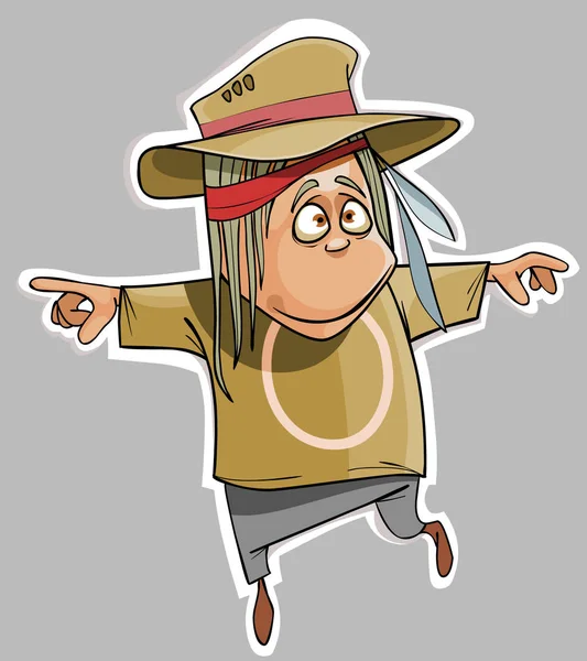Cartoon lustiger Mann mit Hut Spaß — Stockvektor