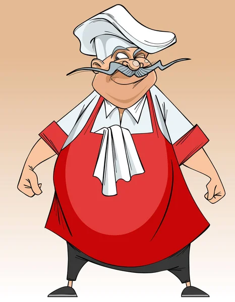 Dibujos animados feliz grasa bigote chef — Archivo Imágenes Vectoriales