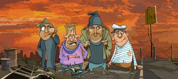 yırtık pırtık giysileri harabeye karikatür komik evsiz erkeklerde