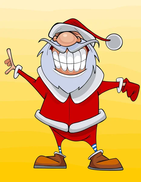 Personagem de desenho animado Papai Noel com alegria e sorrisos — Vetor de Stock