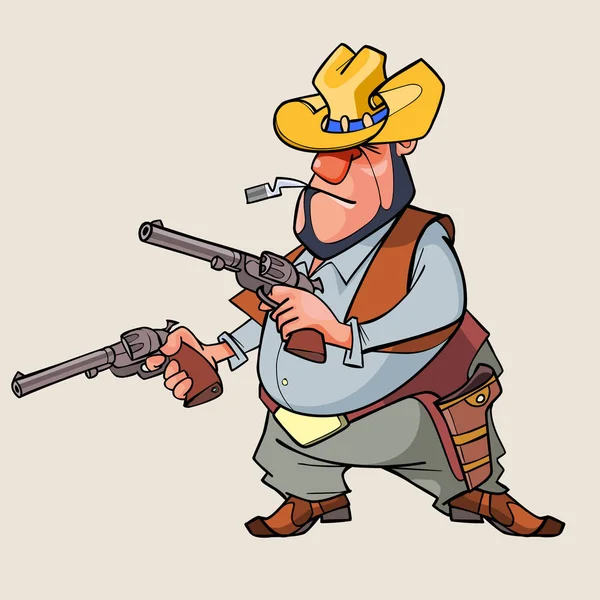 Hombre de dibujos animados es un matón con armas — Vector de stock
