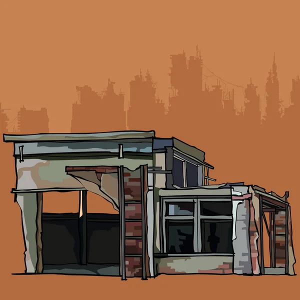 annexe bir garajda harap tuğla bina olduğunu