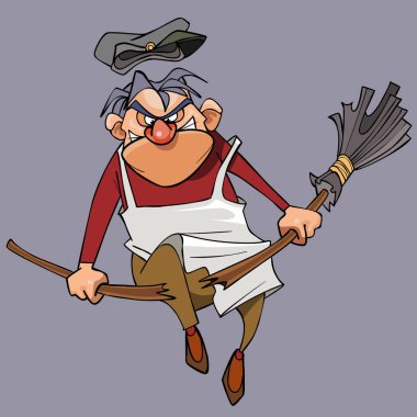 çizgi film kötü erkek hademe süpürge dizinde tatili.