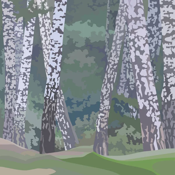 Arka plan bir huş ağacı orman boyalı çizgi film